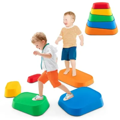 Balančné kamene pre deti, stohovacie kamene, protišmykové riečne kamene na vnútorné aj vonkajšie použitie, nášľapné kamene, nosnosť do 80 kg (obdĺžnikové)