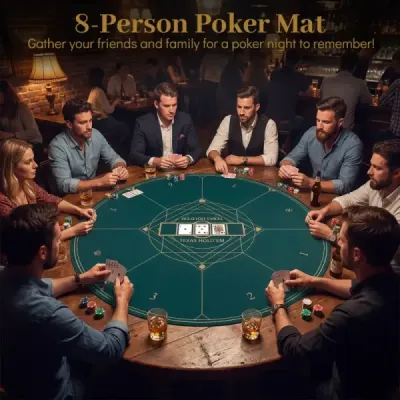 Kruhová pokerová podložka 120 cm, protišmyková, pre 8 hráčov, s taškou na prenášanie, zelená