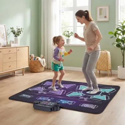 Tanečná podložka pre 2 deti – hudobná podložka s LED svetlami a 4 režimami, 102 x 90 cm, čierna