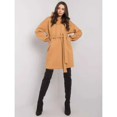 Oversize mikinové šaty s ťavým opaskom MODA7253 camel