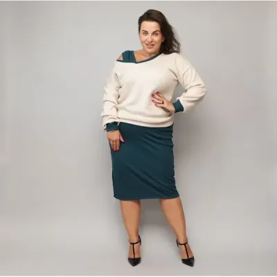 Šaty s mikinou PLUS SIZE MODA682 béžovo-zelené