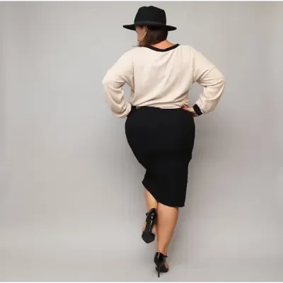 Šaty s mikinou PLUS SIZE MODA682 béžovo-čierne