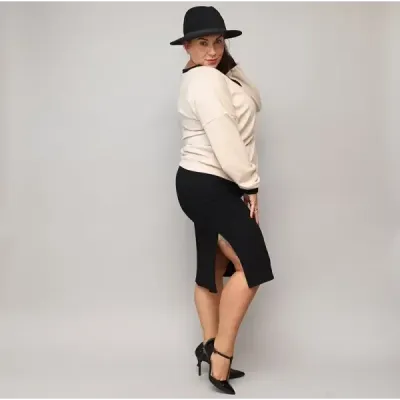 Šaty s mikinou PLUS SIZE MODA682 béžovo-čierne