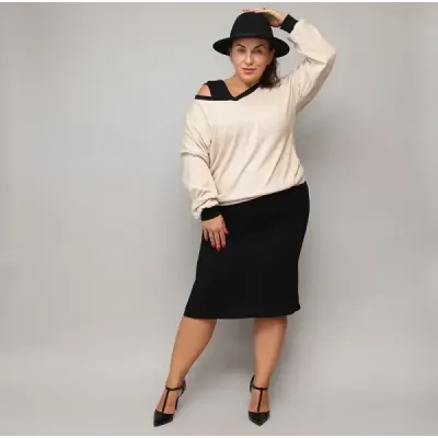 Šaty s mikinou PLUS SIZE MODA682 béžovo-čierne