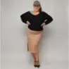 Šaty s mikinou PLUS SIZE MODA682 čierno-béžové