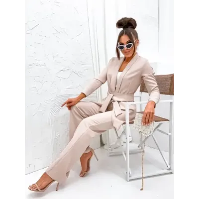 Dámsky elegantný set sako + nohavice  MODA8167 béžový