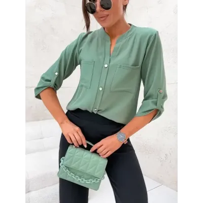 Dámska košeľová blúzka MODA713 khaki