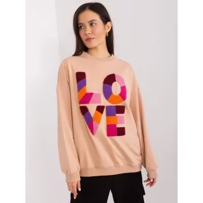 Dámska mikina s nápisom LOVE MODA8881 camel