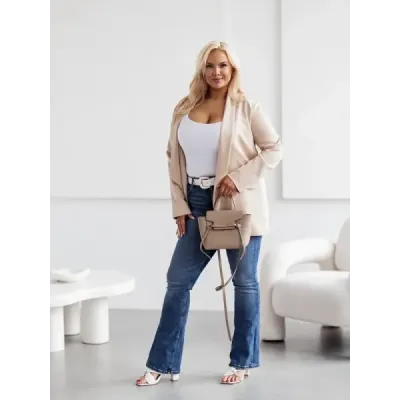 Klasické dámske sako plus size MODA8275 béžové