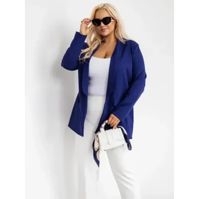 Klasické dámske sako plus size MODA8275 tmavomodré