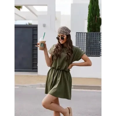 Dámske bavlnené šaty MODA657 khaki