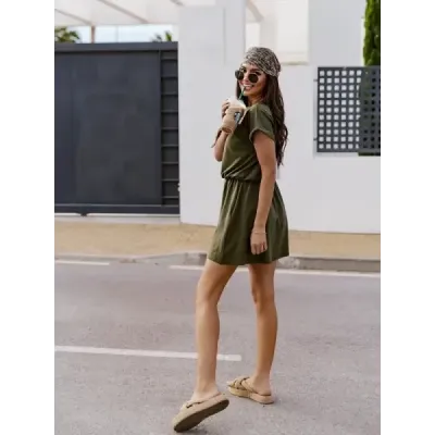 Dámske bavlnené šaty MODA657 khaki