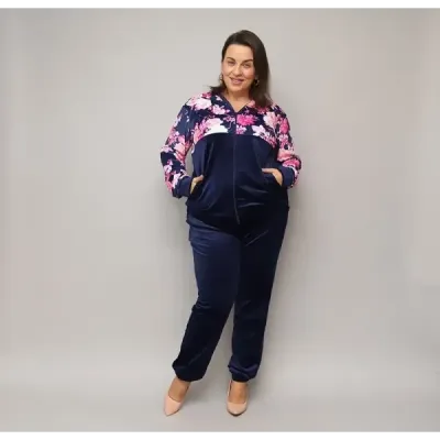 Dámsky velúrový komplet PLUS SIZE MODA8228 modrá