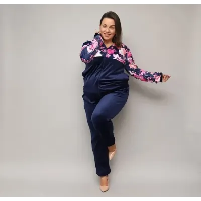 Dámsky velúrový komplet PLUS SIZE MODA8228 modrá