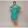 Dámske keprové šaty po kolena PLUS SIZE MODA743 tyrkysové