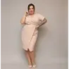 Dámske keprové šaty po kolena PLUS SIZE MODA743 béžové