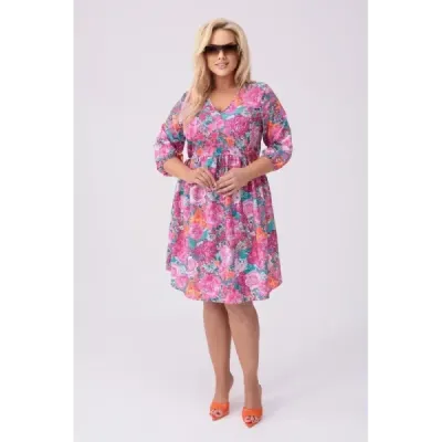 Dámske ľahké letné šaty PLUS SIZE MODA8276 ružovo-zelené