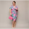 Dámske šaty po kolená PLUS SIZE MODA742 ružovo-zelené