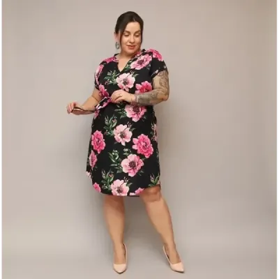 Dámske šaty s opaskom PLUS SIZE MODA744 čierna