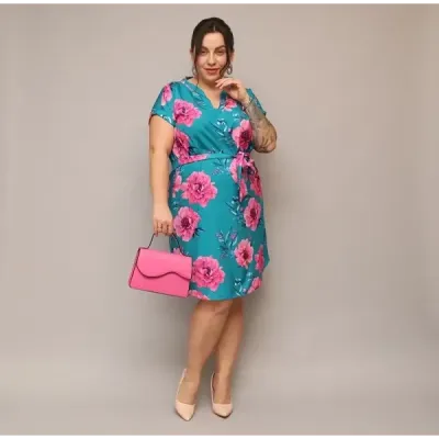 Dámske šaty s opaskom PLUS SIZE MODA744 modré