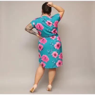 Dámske šaty s opaskom PLUS SIZE MODA744 modré