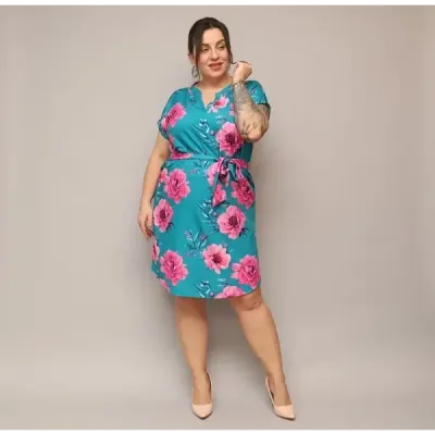 Dámske šaty s opaskom PLUS SIZE MODA744 modré