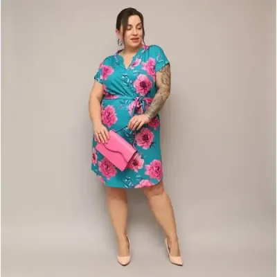 Dámske šaty s opaskom PLUS SIZE MODA744 modré