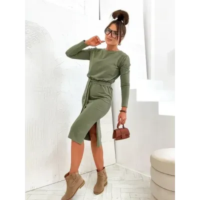 Dámska šaty s opaskom MODA773 khaki