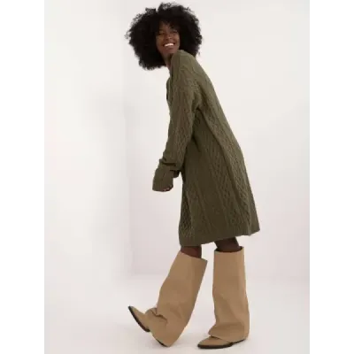 Mini dámske svetrové šaty MODA0528 khaki