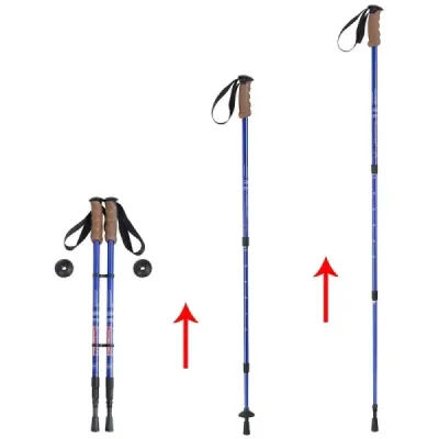 Hliníkové palice na severskú chôdzu Teleskopické turistické palice Trekingové palice 1 pár Nastaviteľné 65-135 cm-modré