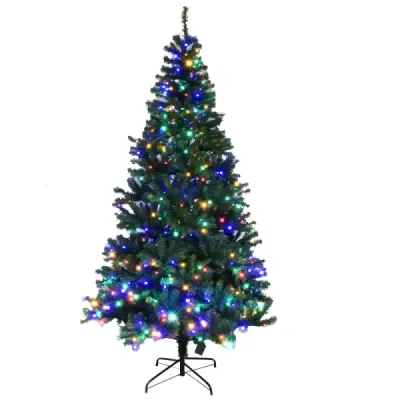 Costway Weihnachtsbaum Künstlicher Tannenbaum mit LED-Lichterketten Christbaum beleuchtet 210cm