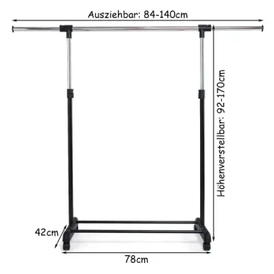 Costway Kleiderständer Kleiderstange mit Ablage Rollgarderobe höhenverstellbar 