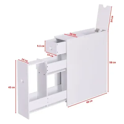 Costway Weiß Holz Badschrank Seitenschrank Nischenschrank Weiß