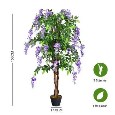 Umelá rastlina Použiteľná Umelá palma Umelý strom 150 cm Fialová