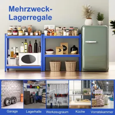 Costway 4 Ebenen Lagerregal mit Metallrahmen Schwerlastregal bis 720kg belastbar Metallregal Blau