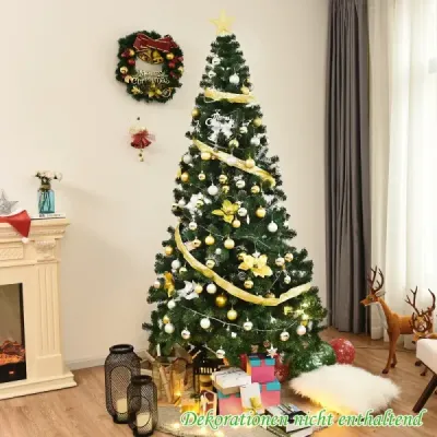 Costway Weihnachtsbaum Künstlicher Tannenbaum Christbaum mit Metallständer 150-240 cm Grün-240 cm