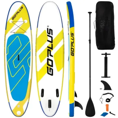 SUP Board Nafukovacia doska so širokým povrchom 305 x 76 x 15 cm Modrá + žltá + biela