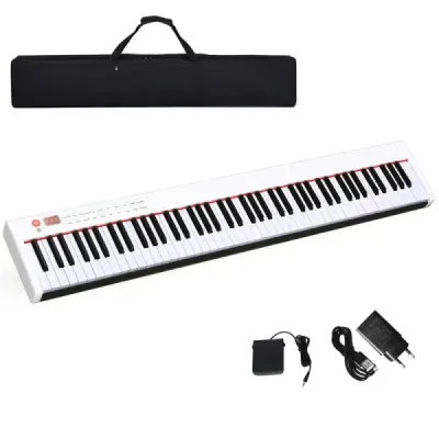 Digitálne piano s 88 klávesmi prenosná elektronická klávesnica 127 x 21,5 x 6,5 cm biela + čierna