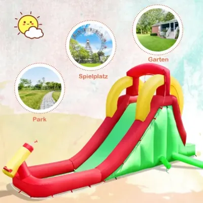 Nafukovací skákací hrad Vodná šmýkačka Park Play Pool Slide 470 x 120 x 242 cm Zelená + červená + žltá