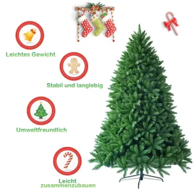 225 cm umelý vianočný stromček Vysoko kvalitné ihly z PVC Christmas Tree Green