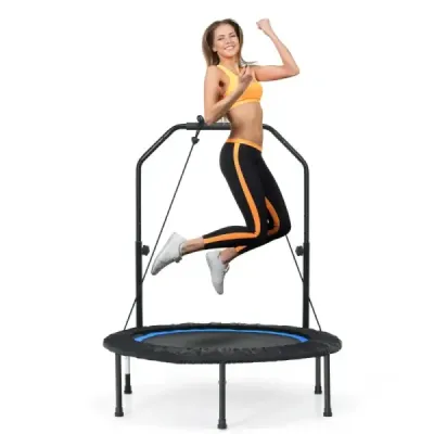 Trampolína ?101 cm s 2 odporovými pásmi mini trampolína s výškovo nastaviteľnou rukoväťou čierna + modrá