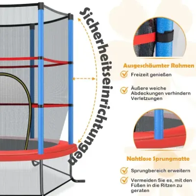 ?140 cm záhradná trampolína s bezpečnostnou sieťou Trampolína do 135 kg zaťažiteľná pre deti od 3 rokov Farebná