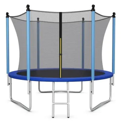 Costway Ø 305 cm Trampolin Freizeit-Trampolin mit Sicherheitsnetz Schwarz + Blau