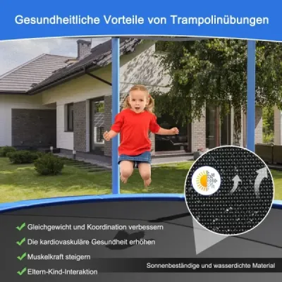 Costway Ø 305 cm Trampolin Freizeit-Trampolin mit Sicherheitsnetz Schwarz + Blau