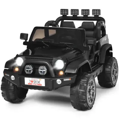 Costway 12V Elektroauto Batteriebetriebenes Elektrofahrzeug mit 2Sitzen 123 x 80 x 80 cm Schwarz