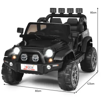 Costway 12V Elektroauto Batteriebetriebenes Elektrofahrzeug mit 2Sitzen 123 x 80 x 80 cm Schwarz