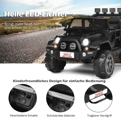 Costway 12V Elektroauto Batteriebetriebenes Elektrofahrzeug mit 2Sitzen 123 x 80 x 80 cm Schwarz