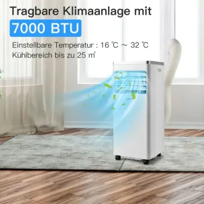 4 v 1 mobilná klimatizácia Chladenie&Ventilácia&Vysúšanie Klimatizácia s výfukovou hadicou 7000BTU biela