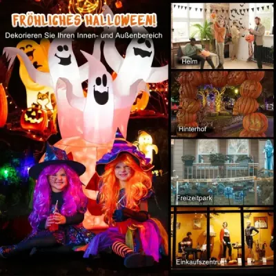 Nafukovacie halloweenske strašidlá s tekvicou do záhrady 175 cm biela + oranžová