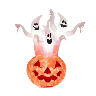 Nafukovacie halloweenske strašidlá s tekvicou do záhrady 175 cm biela + oranžová